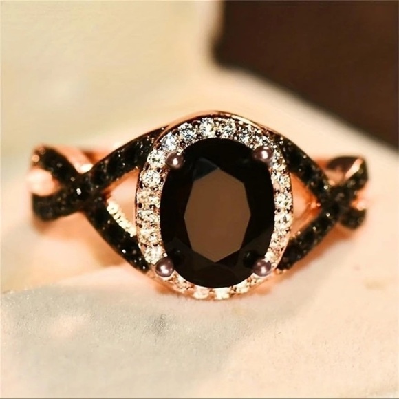 ROSE GOLD PLATED CZ X FASHION RING - Picture 4 of 4